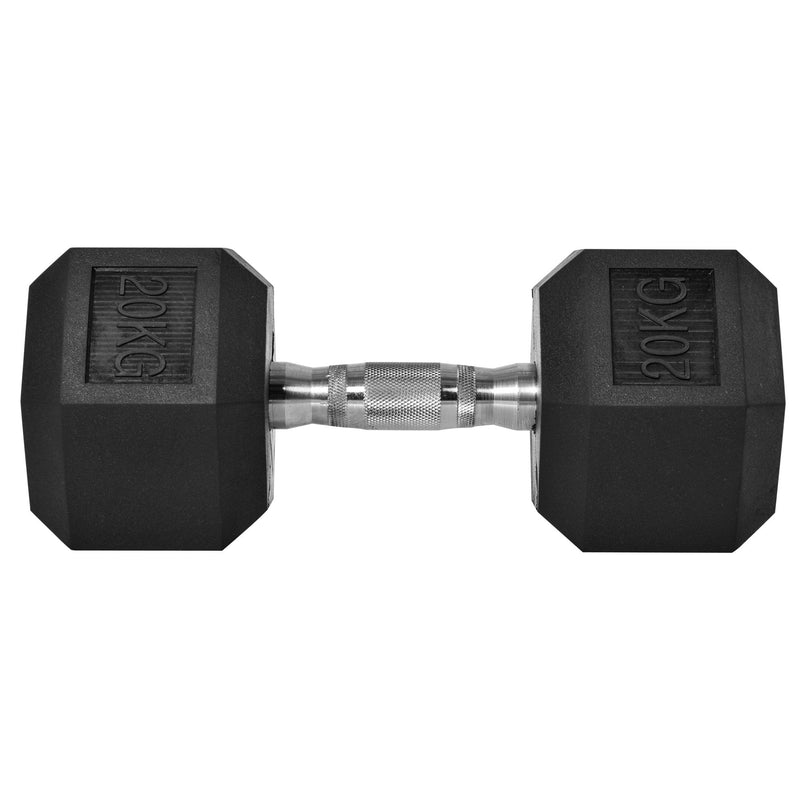 20KG Single Rubber Hex Dumbbell Portable Hand Weights Dumbbell Home Gym Workout Fitness Hand Dumbbell