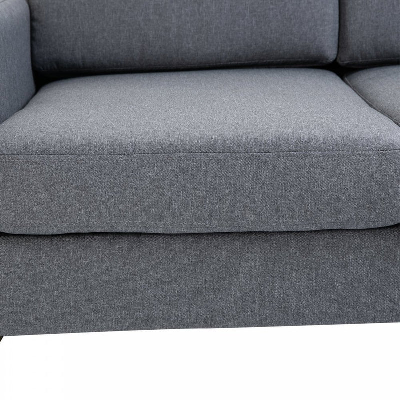 2 Seater Sofa Modern Double Seat Compact Loveseat Padded Linen Upholstery Steel Legs - Grey
