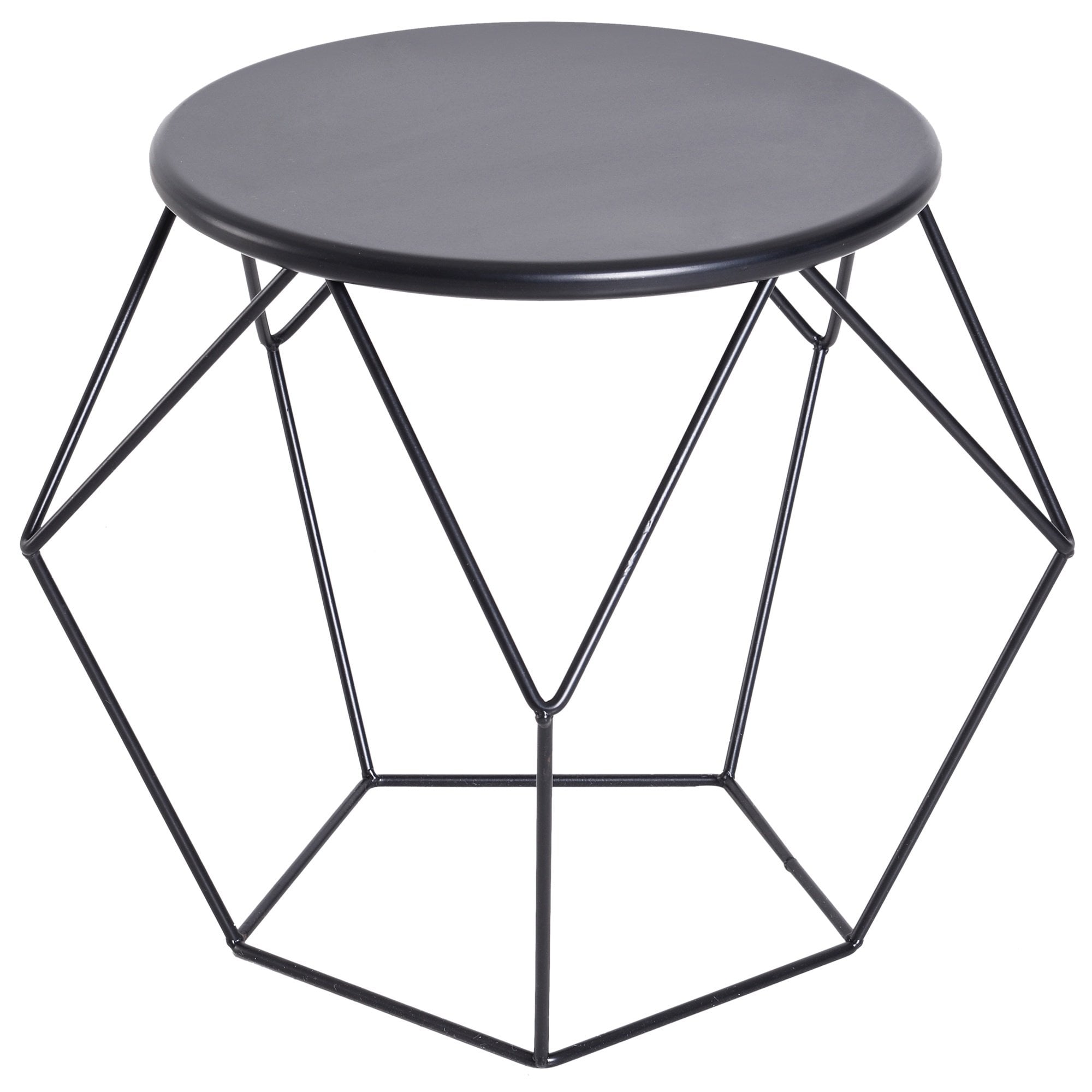 Image showcasing Steel Minimalist Pentagon Shaped Round Coffee Table Black