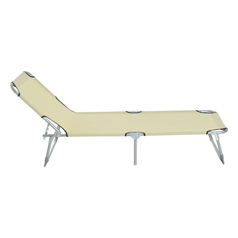 Outsunny Portable Adjustable Lounger,Oxford Cloth-Beige
