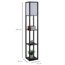 Shelf Floor Lamp, 4-tier Open Shelves - Black/White