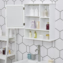 kleankin Wall Mount Mirror Cabinet Bathroom Storage with Open Shelves Adjustable Shelf Single Door Mounted Glass Cupboard