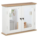 Kleankin Bathroom Mirror Cabinet Wall Mounted Storage Cupboard With Double Door And Adjustable Shelf, White W/
