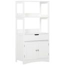 kleankin Bathroom Floor Cabinet, Free Standing Kitchen Cupboard with Shelves, Drawer and Doors, Storage Organizer for Living Room, White Sideboard