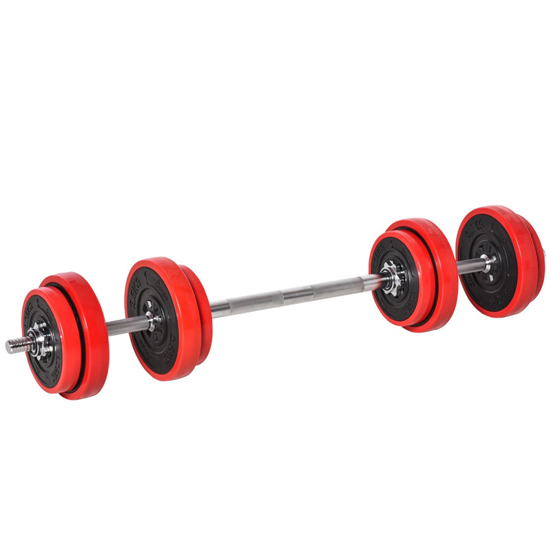 20KGS Two-In-One Dumbbell & Barbell Adjustable Set Strength Muscle Exercise Fitness Plate Bar Clamp Rod Home Gym Sports Area Ergonomic in