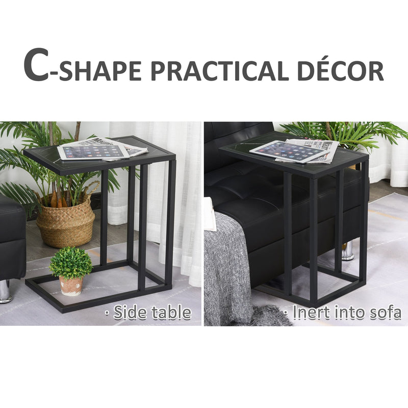 Steel Frame C-Shaped Side Table Black