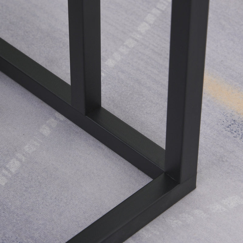 Steel Frame C-Shaped Side Table Black