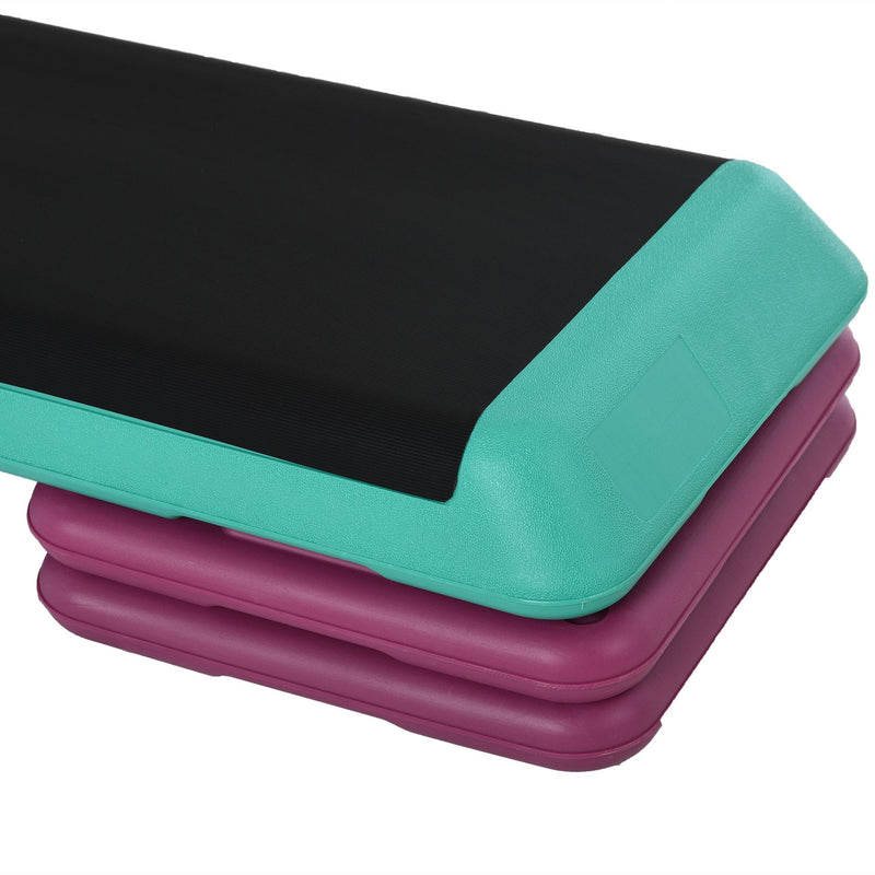 Plastic Adjustable 3-Level Exercise Step Aerobic Stepper Green/Purple
