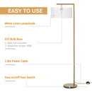 HOMCOM Floor Lamp, Modern Standing Light with Linen Lampshade, Round Base for Living Room, Bedroom, Dining Room, Gold and White Lampshade Room Bedroom