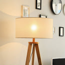 HOMCOM Floor Lamp, 154H Cm-Beige/Natural Wood Colour