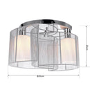 HOMCOM Modern Design Mini Style Flush Mount Ceiling Light with Flush Metal Finish Chandelier for Hallway, Dining Room, Living Room - White