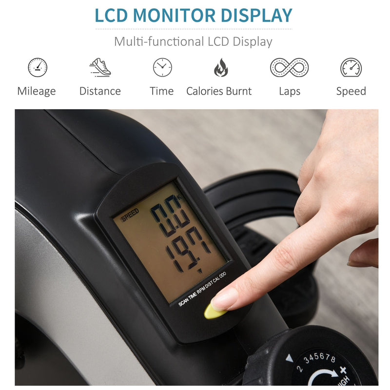 Mini Exercise Bike Under Desk Bike 8 Levels Magnetic Resistance Stationary Bike Leg Fitness w/ LCD Display