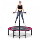 HOMCOM 45"" Mini Round Steel Frame Trampoline w/ Adjustable Handle Pink