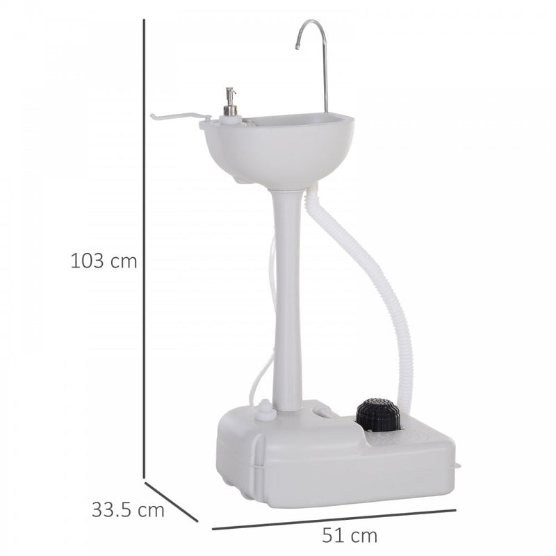 Outsunny HDPE Outdoor Soap Dispending Sink w/ Towel Holder White
