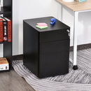 Vinsetto Fully Assembled 3 Drawer Steel Metal Filing Cabinet Lockable Rolling Vertical File Cabinet Black