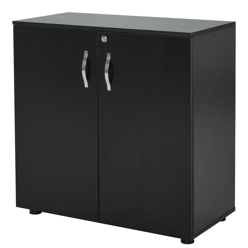 Vinsetto Particle Board 2-Tier Lockable Filing Cabinet Black