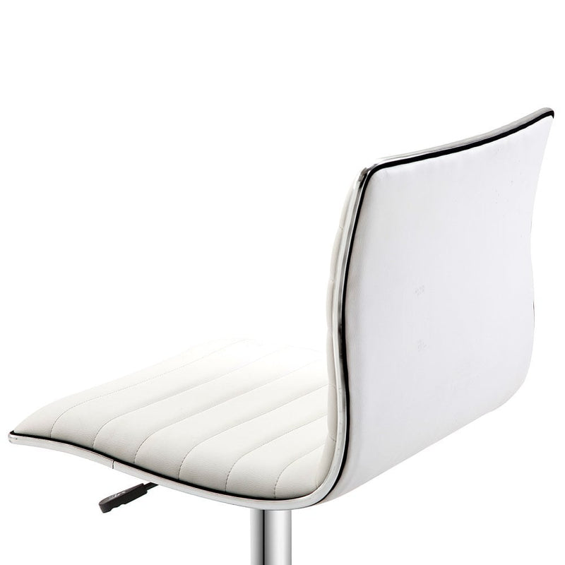 Armless Mid-Back Adjustable Office Chair with in PU Leather and Chrome Base-White