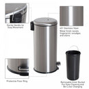 HOMCOM 30L Pedal Bin, 29.2 cm-Black/Silver