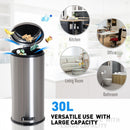 HOMCOM 30L Pedal Bin, 29.2 cm-Black/Silver