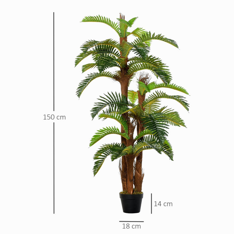 Outsunny Artificial Fern Tree Decorative Plant 36 Leaves with Nursery Pot, Fake Plant for Indoor Outdoor D+®cor, 150cm in Pot
