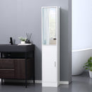 kleankin Tall Mirrored Bathroom Cabinet, Bathroom Storage Cupboard, Floor Standing Tallboy Unit with Adjustable Shelf, White w/Adjustable Shelf