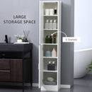 kleankin Tall Mirrored Bathroom Cabinet, Bathroom Storage Cupboard, Floor Standing Tallboy Unit with Adjustable Shelf, White w/Adjustable Shelf