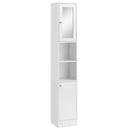 Tall Bathroom Storage Cabinet with Mirror, Freestanding Floor Cabinet Tallboy Unit with Adjustable Shelves, White and