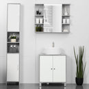 kleankin Under Sink Cabinet, Bathroom Vanity Unit, Pedestal Under Sink Design, Storage Cupboard with Adjustable Shelves, White and Grey Double Door