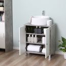 kleankin Under Sink Cabinet, Bathroom Vanity Unit, Pedestal Under Sink Design, Storage Cupboard with Adjustable Shelves, White and Grey Double Door