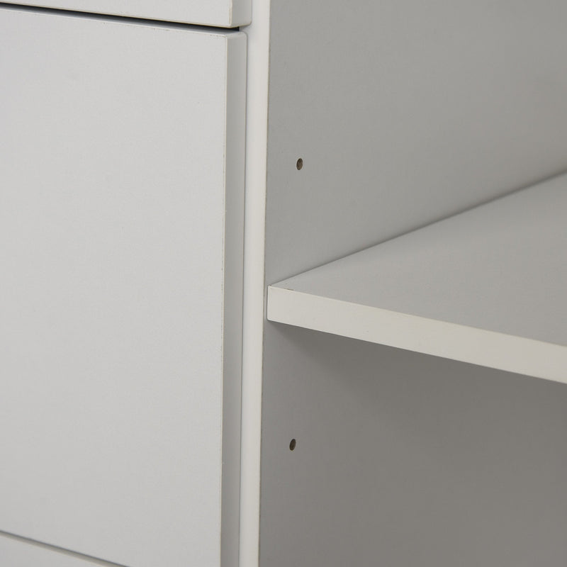 HOMCOM Free standing Kitchen Cupboard, Adjustable Height Storage Unit -  White
