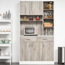 Kitchen Pantry Buffet Server with Hutch Multi Storage Cupboard Cabinet Sideboard, Bookcase with Drawers for Living Room, 100W x 39D x 180H cm