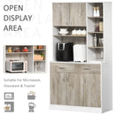 Kitchen Pantry Buffet Server with Hutch Multi Storage Cupboard Cabinet Sideboard, Bookcase with Drawers for Living Room, 100W x 39D x 180H cm