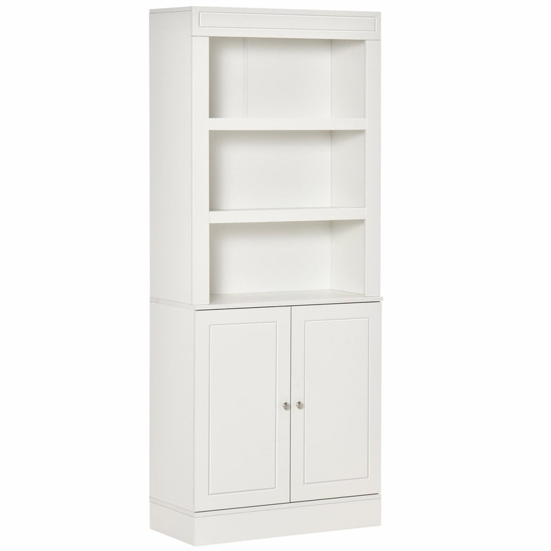 Kitchen Cupboard with 6-tier Adjustable Shelving, Freestanding Sideboard with 3 Open Compartments and Double-Door Cabinet  - White