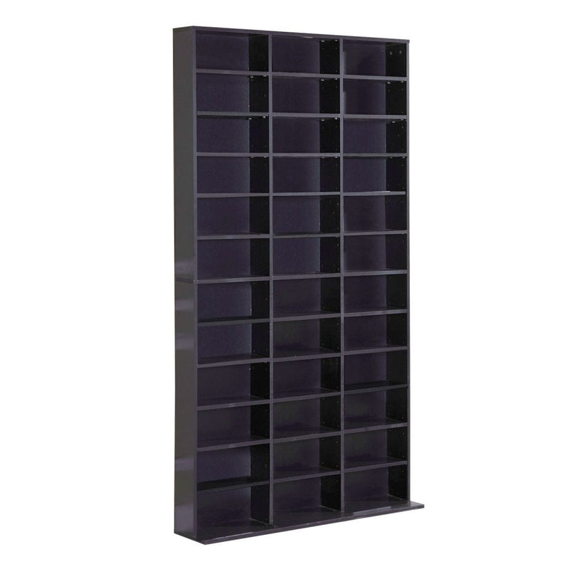Adjustable Media Storage Wooden Shelves Bookcase Display Unit-Black