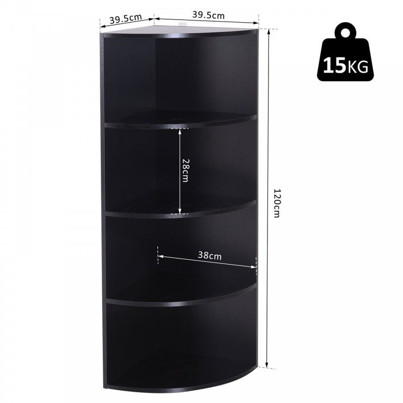 4-Tier Bookshelf, 120H cm-Black