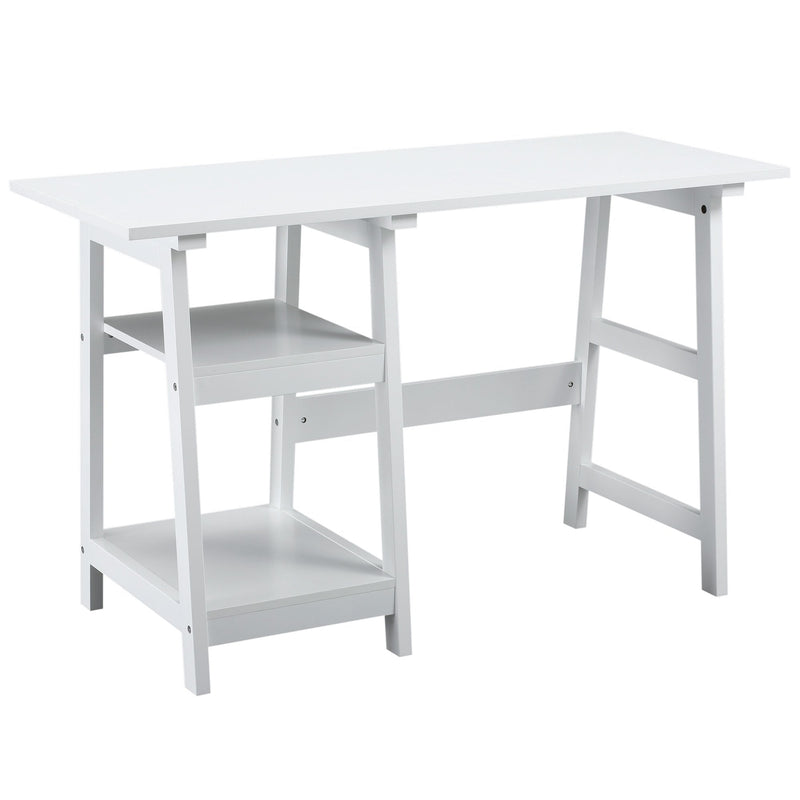 Compact Computer Desk with Storage Shelves Study Table with Bookshelf PC Table Workstation for Home Office Study White Writing