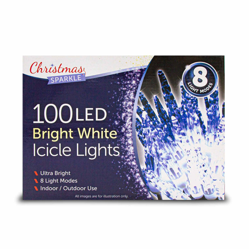 Christmas Sparkle Icicle Sculpture Lights x 100 Bright White LEDs - Mains Powered