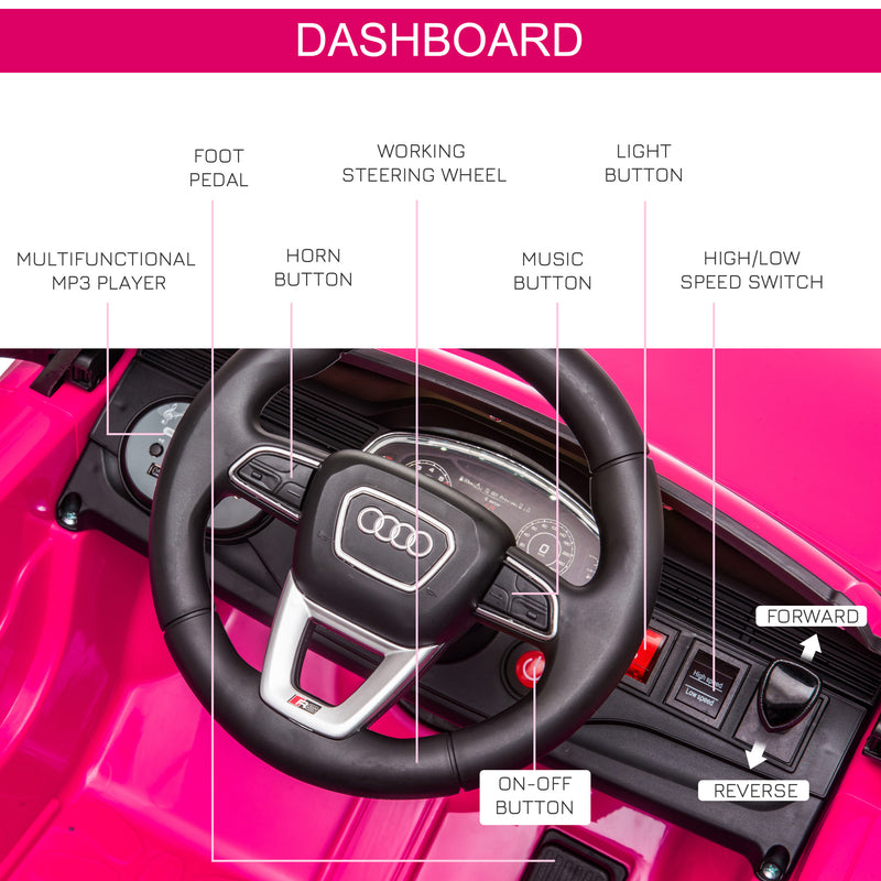 HOMCOM Kids Electric Ride On Car Audi RS Q8 6v - Pink
