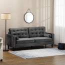 HOMCOM 3-Seater Sofa Velvet Feel Fabric Sofa Couch w/ Cylindrical Pillows, Grey