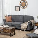 HOMCOM 3 Seater Sofas Fabric Couch with Nailhead Trim and Cushions Grey