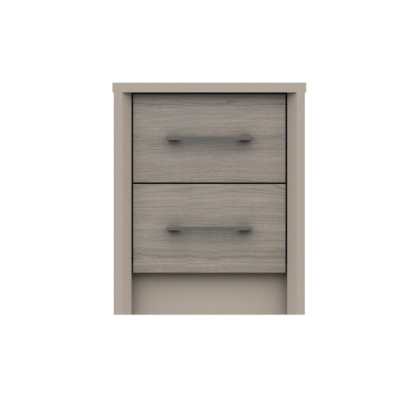 Miley Ready Assembled Bedside Table with 2 Drawers - Grey Oak
