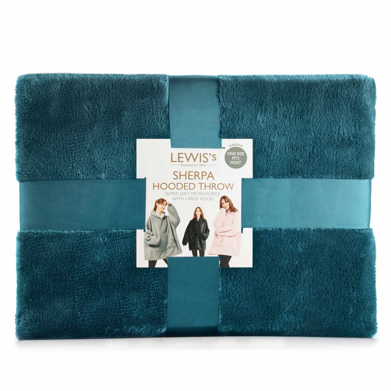 Lewis's Sherpa Fleece Lined Hooded Throw - 5 Colours