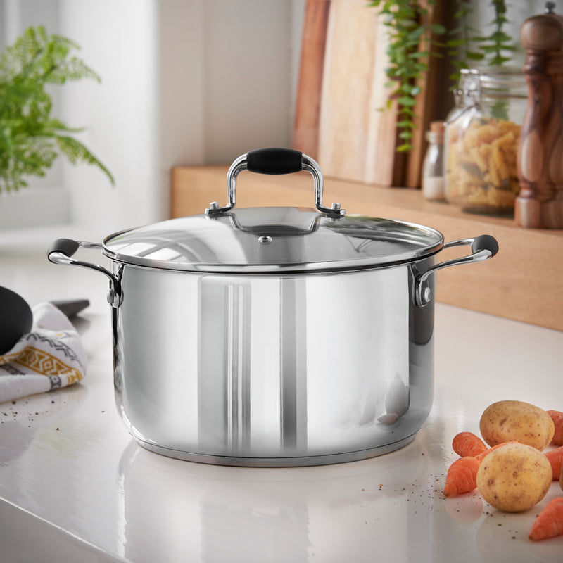 Stainless Steel Stockpot 24cm with Glass Lid - Silver