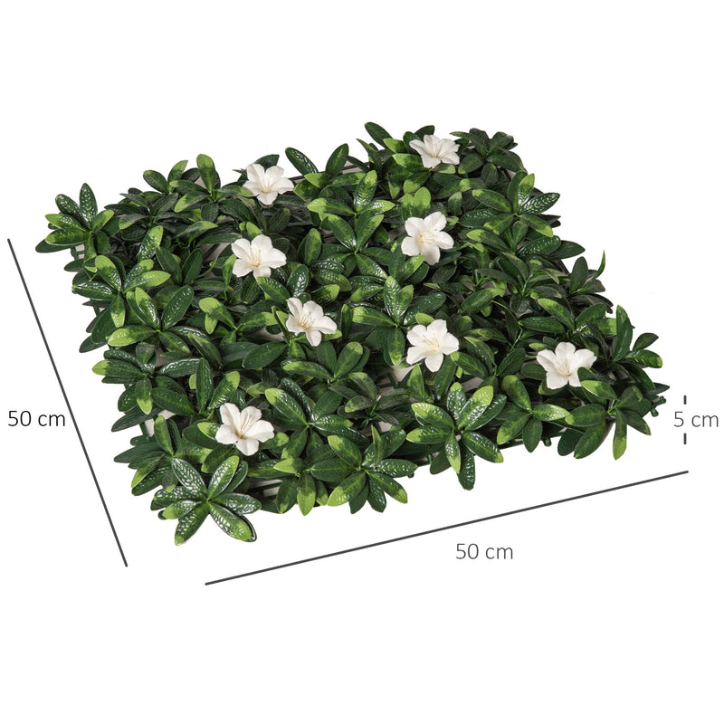 Outsunny Faux Green Floral Wall Trellis - 12 Pieces