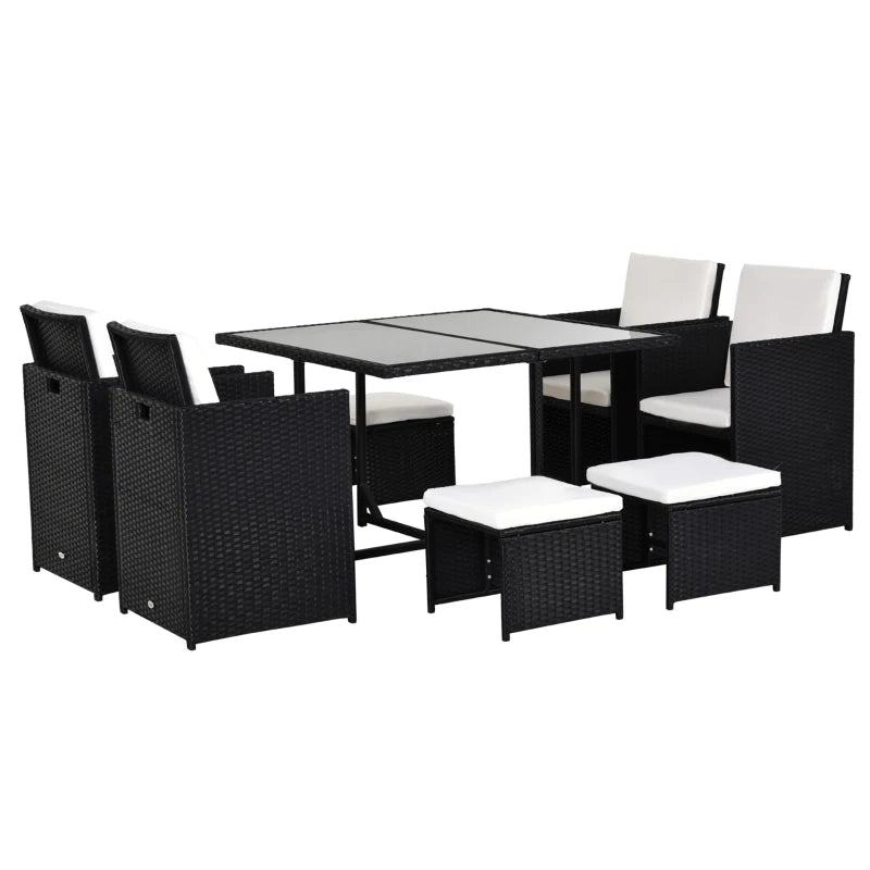 Outsunny 9 Pieces PE Rattan Cube Garden Furniture Set with Cushions O