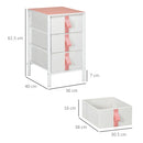HOMCOM 3 Drawer Chest of Drawers w/ Wooden Top for Kid Room Closet Hallway Pink