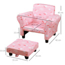HOMCOM Cute Cloud Star Child Armchair Seat Wood Frame w/ Footrest Padding Pink