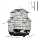 PawHut Metal Bird Cage Small w/ Perch Food Container Handle for Finch Canary