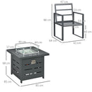 Outsunny 4 Seater Aluminium Garden Furniture Set with Gas Firepit Table, Grey