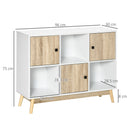 HOMCOM Bookcase, Display Cabinet with 6 Storage Cubes for Living Room Natural